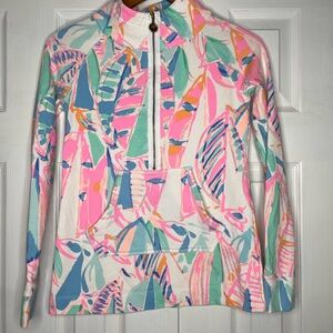 Lilly Pulitzer skipper popover quarter zip floral top size XXS